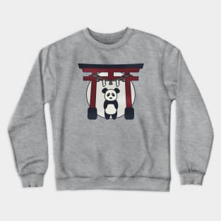 Shy Panda Visits Shrine at Night Crewneck Sweatshirt